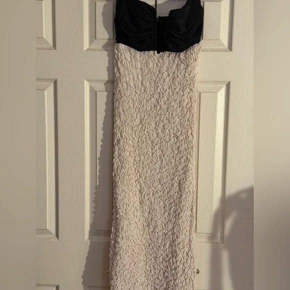 Anthropologie Strapless Two-Tone Midi Dress in Black and White-Kentucky Derby - Picture 5 of 10